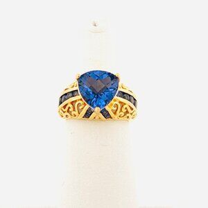 Estate Vintage Sapphire Ring Gold Over Sterling Silver 925, Size 5, 5.5g